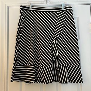 Talbots Striped Ruffled Faux Wrap Skirt